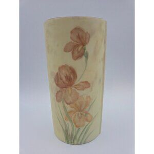 Vintage Floral West German Porcelain Vase Yellow, Green, Purple Bavaria 8"H